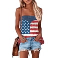 thumbnail image 1 of Womens 4th of July Smocked Strapless Pleated Tube Tops Pariotic Print Strapless Pleated Bandeau Tunic Sleeveless Tank Tops, 1 of 5