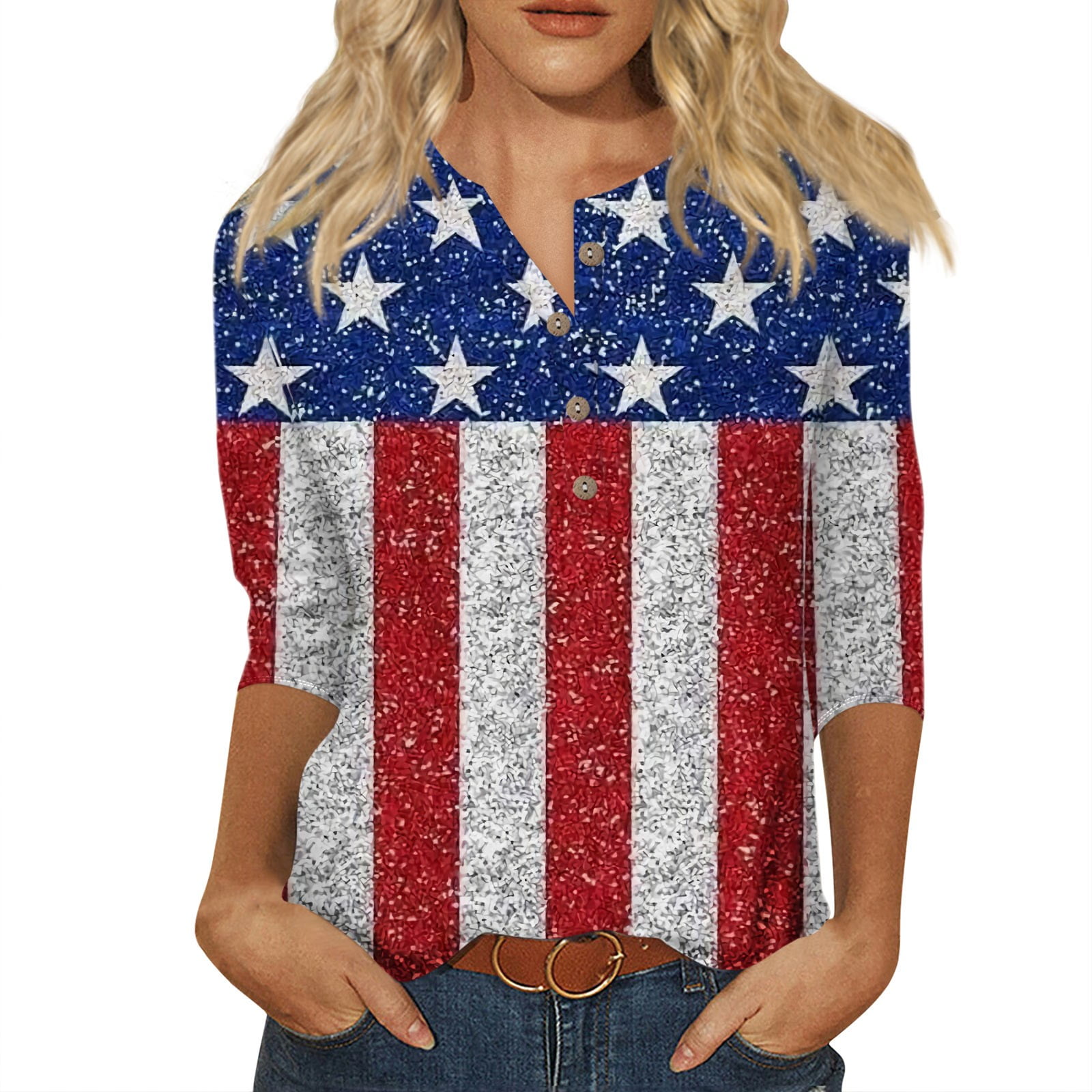 American Flag Print Kimono Cover Up - Lightweight Polyester Summer Beach Shirt For Women, One Size - View #6