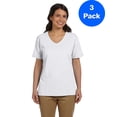 thumbnail image 1 of Womens 5.2 oz. ComfortSoft V-Neck Cotton T-Shirt 5780 (3 PACK), 1 of 2