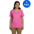 thumbnail image 1 of Womens 5.2 oz. ComfortSoft V-Neck Cotton T-Shirt 5780 (3 PACK), 1 of 2