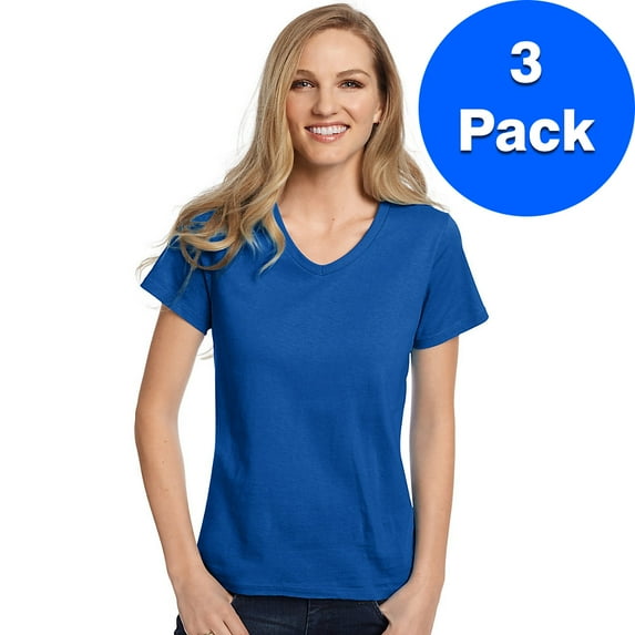 Womens 5.2 oz. ComfortSoft V-Neck Cotton T-Shirt 5780 (3 PACK)