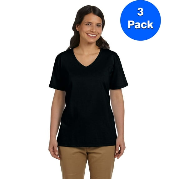 Womens 5.2 oz. ComfortSoft V-Neck Cotton T-Shirt 5780 (3 PACK)