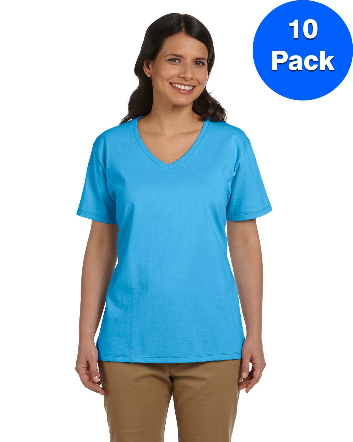 Womens 5.2 oz. ComfortSoft V-Neck Cotton T-Shirt 5780 (5 PACK)