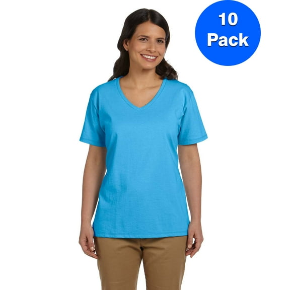 Womens 5.2 oz. ComfortSoft V-Neck Cotton T-Shirt 5780 (5 PACK)