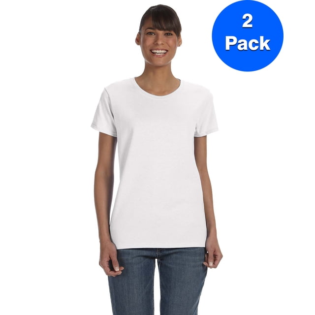 Gildan Heavy Cotton Ladies T-Shirt 2-Pack - 5.3 Oz, Missy Fit, Sapphire-Light Blue, Large