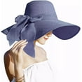 thumbnail image 1 of Womens 5.5 Inches Big Bowknot Straw Hat Large Floppy Foldable Roll up Beach Cap Sun Hat UPF 50+, 1 of 5