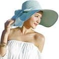 thumbnail image 1 of Womens 5.5 Inches Big Bowknot Straw Hat Large Floppy Foldable Roll up Beach Cap Sun Hat UPF 50+, 1 of 7