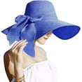 thumbnail image 1 of Womens 5.5 Inches Big Bowknot Straw Hat Large Floppy Foldable Roll up Beach Cap Sun Hat UPF 50+, 1 of 5