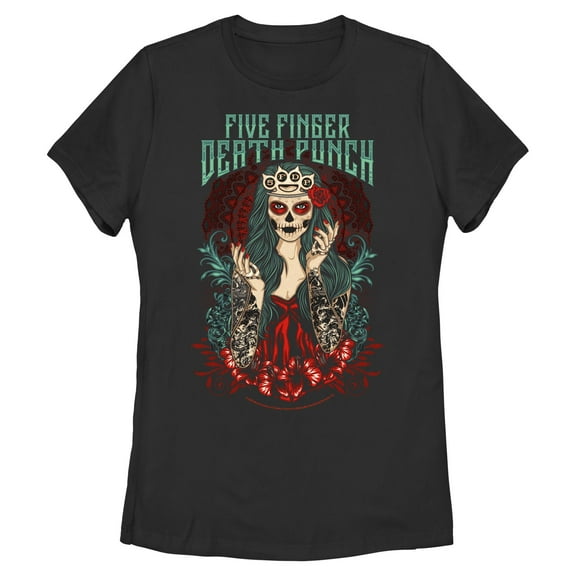 Womens 5 Finger Death Punch Lady Roses T Shirt
