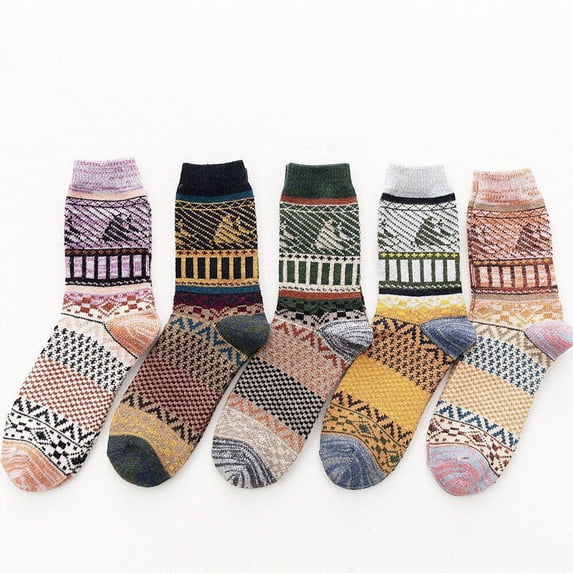 Womens 5 Pairs Fall Winter Warm Sock Thick Cabin Cozy Crew Soft Socks