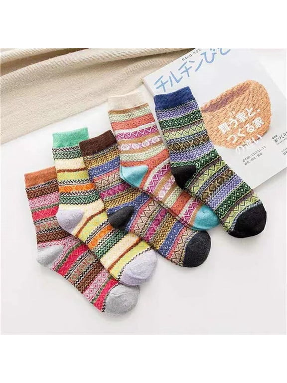 Womens 5 Pairs Fall Winter Warm Sock Thick Cabin Cozy Crew Soft Socks