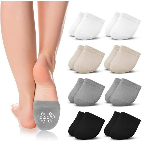 Womens 5 Pairs Toe Topper Liner Socks Half Socks with Seamless Toe Non-Skid Half Seamless Socks
