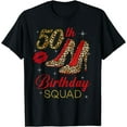thumbnail image 1 of Womens 50th Birthday Squad Stepping Into 50 Leopard Shoes T-Shirt, 1 of 3