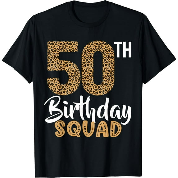 Womens 50th Birthday Squad Stepping Into 50 Leopard T-Shirt