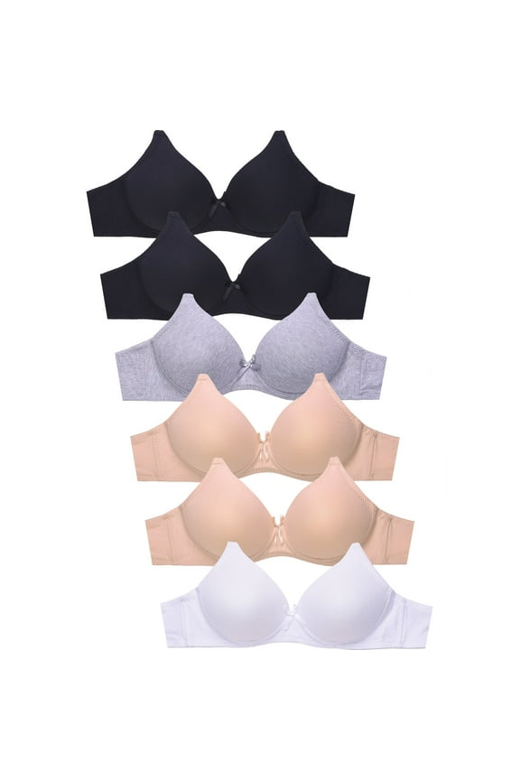 Womens 6 Pack of Everyday No Wire Full Cup Bra