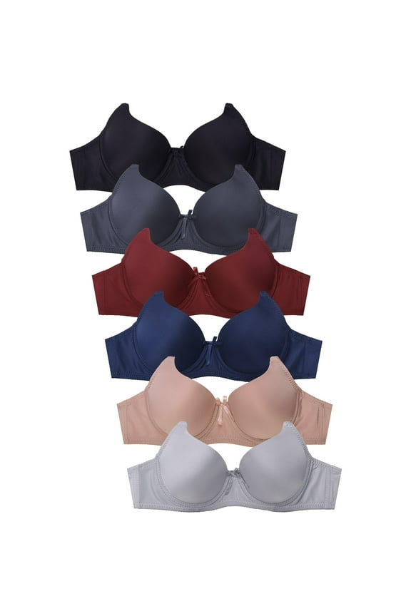 Womens 6 Pack of Everyday Plain, Lace, D, DD, DDD Cup Bra -Various Style 4013PDD9, 38DD