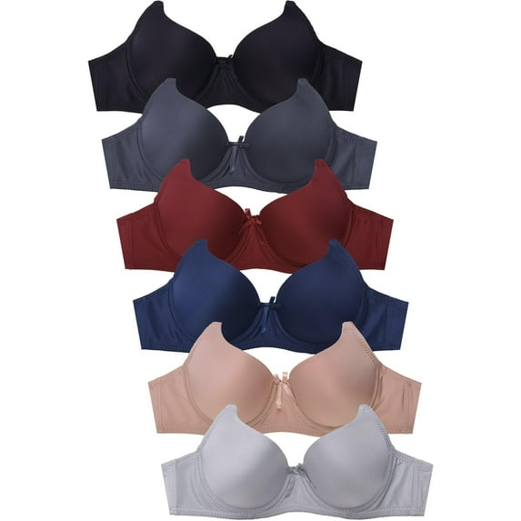 Womens 6 Pack of Everyday Plain, Lace, D, DD, DDD Cup Bra -Various Style 4013PDD9, 38DD