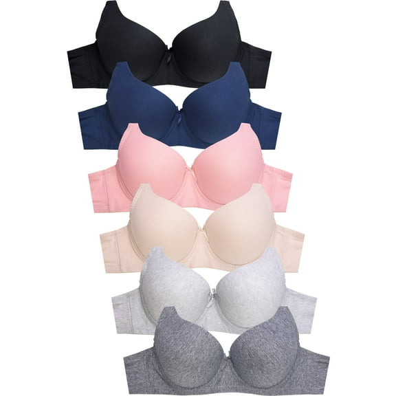 Womens 6 Pack of Everyday Plain, Lace, D, DD, DDD Cup Bra -Various Style 4208P1, 46DDD