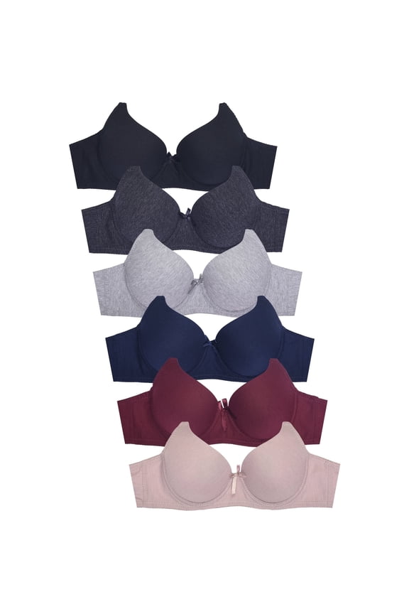 Womens 6 Pack of Everyday Plain, Lace, D, DD, DDD Cup Bra -Various Style 4307PD, 40DD