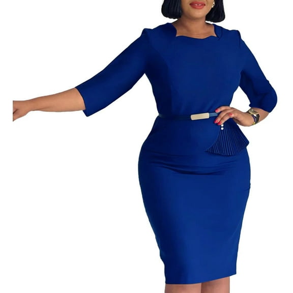 Womens 60s Classy Wear to Work Slim Business Office Bodycon Pencil Sheath Dress