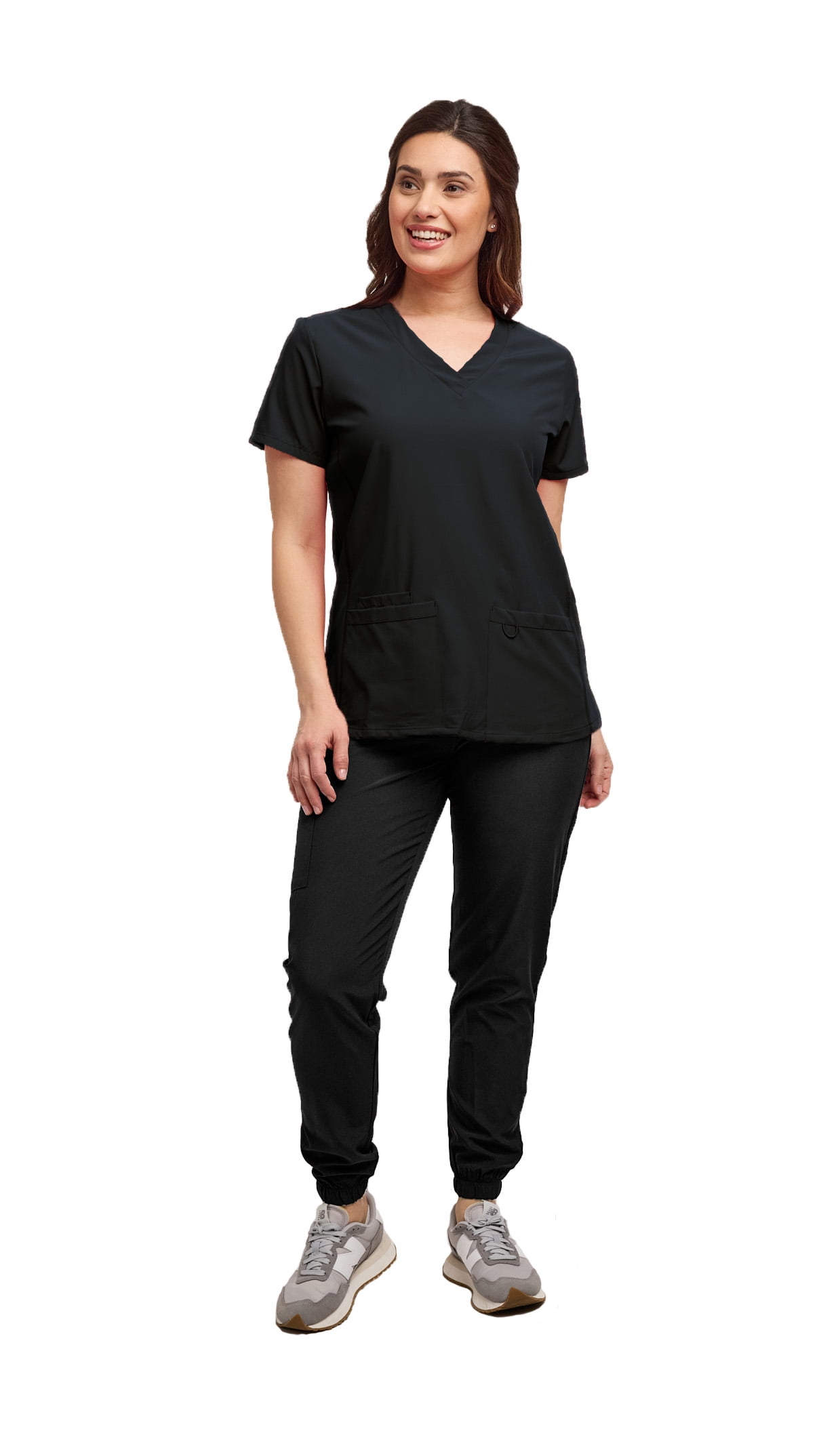 Womens 7 Pocket Scrub Set V-Neck Top and Jogger Pant Medical Nursing Uniform