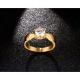 thumbnail image 1 of Womens 7mm Titanium Steel Gold Plated CZ Ring Single Stone Wedding Band Timeless Glow Sparkling Polish Jewelry, 1 of 4