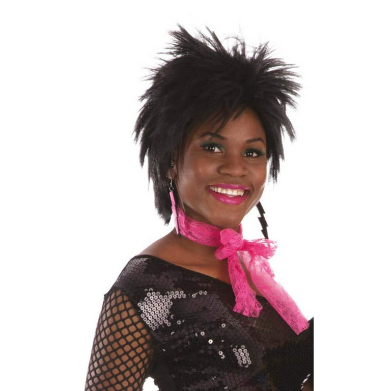 Pink 80s Neon Lace Scarf Costume Accessory Pink 80s Neon Lace Scarf Costume Accessory