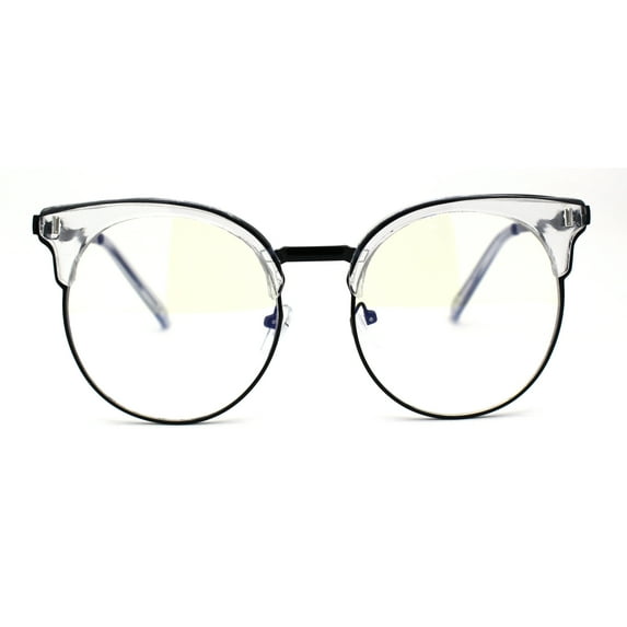 Womens 80s Oversize Half Rim Blue Light Blocking Computer Glasses Black