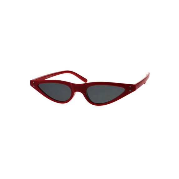 Womens 80s Retro Vintage Goth Narrow Rectangular Cateye Sunglasses Red Black