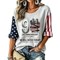 thumbnail image 1 of Womens 9/11 25th Anniversary Shirt 3/4 Sleeve Patriotic T Shirts | Never Forget 911 Memorial Shirt,Loose Crew Neck Graphic T-Shirt,Printed American Flag T-shirt,Casual Tee Tops, M, 1 of 3