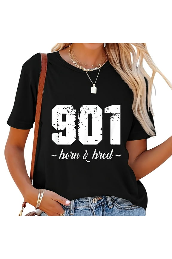 Womens 901 Area Code Memphis Tn Graphic T-Shirt Black