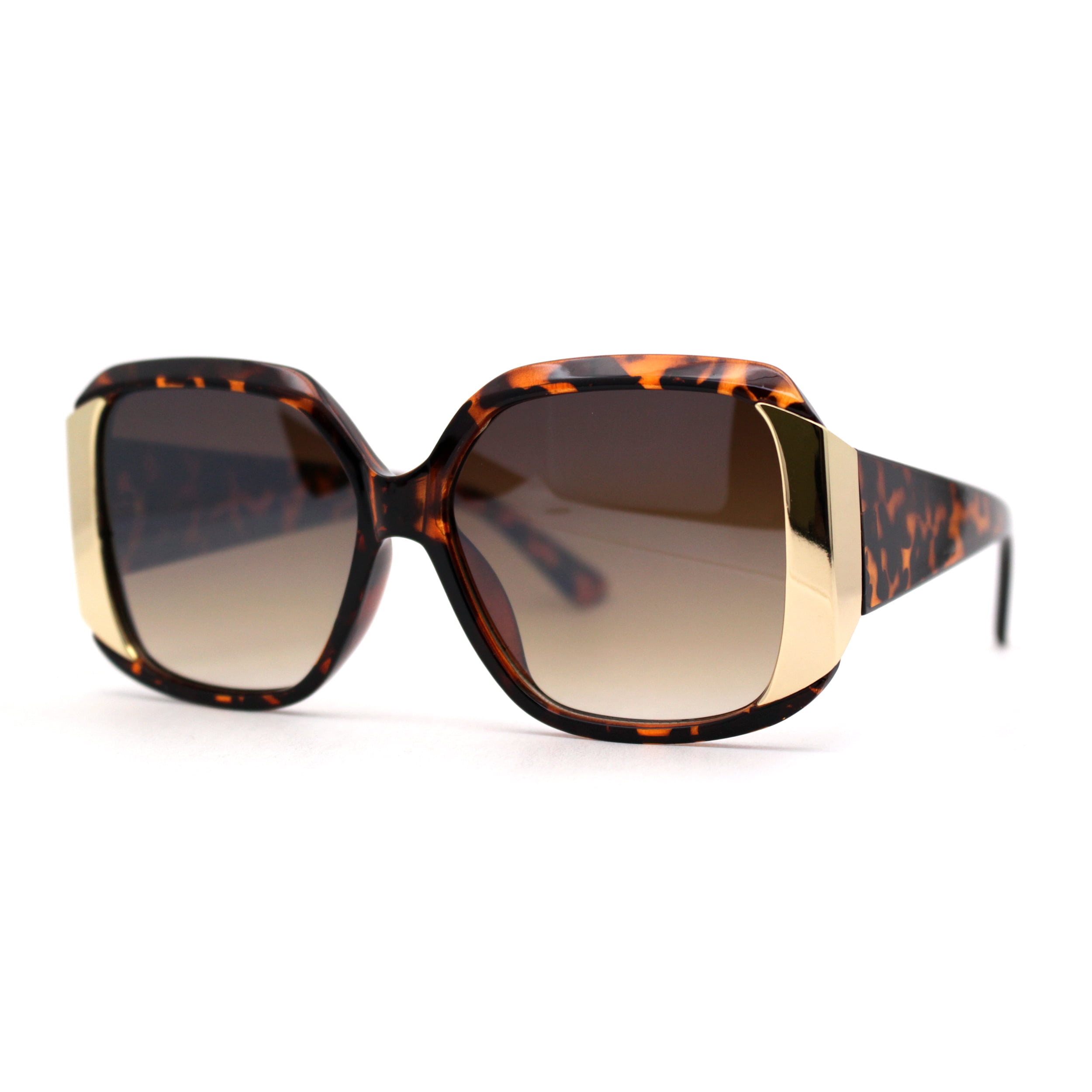 Womens 90s Chic Designer Oversize Sunglasses Tortoise Gold  display picture 1