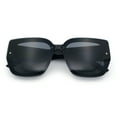 thumbnail image 1 of Womens 90s Designer Fashion Rimless Plastic Thick Temple Butterfly Sunglasses [All Black], 1 of 1