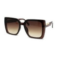 thumbnail image 1 of Womens 90s Designer Rectangle Butterfly Inset Lens Diva Sunglasses All Brown, 1 of 4