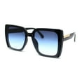 thumbnail image 1 of Womens 90s Designer Rectangle Butterfly Inset Lens Diva Sunglasses Black Blue, 1 of 4