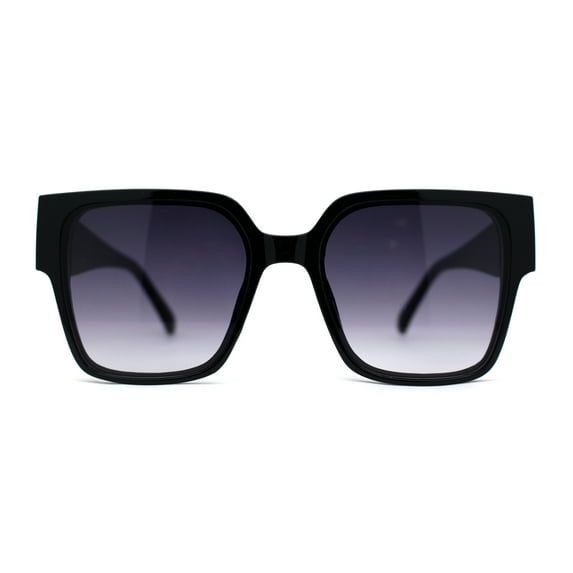 Womens 90s Designer Thick Temple Horn Rim Chic Sunglasses Black Smoke