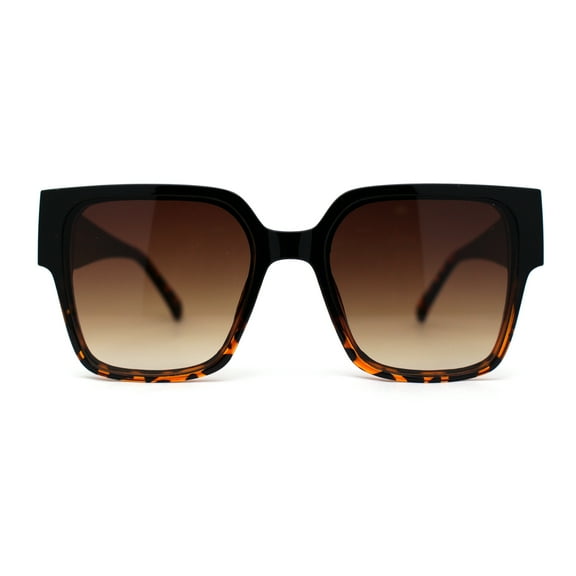 Womens 90s Designer Thick Temple Horn Rim Chic Sunglasses Black Tortoise Brown