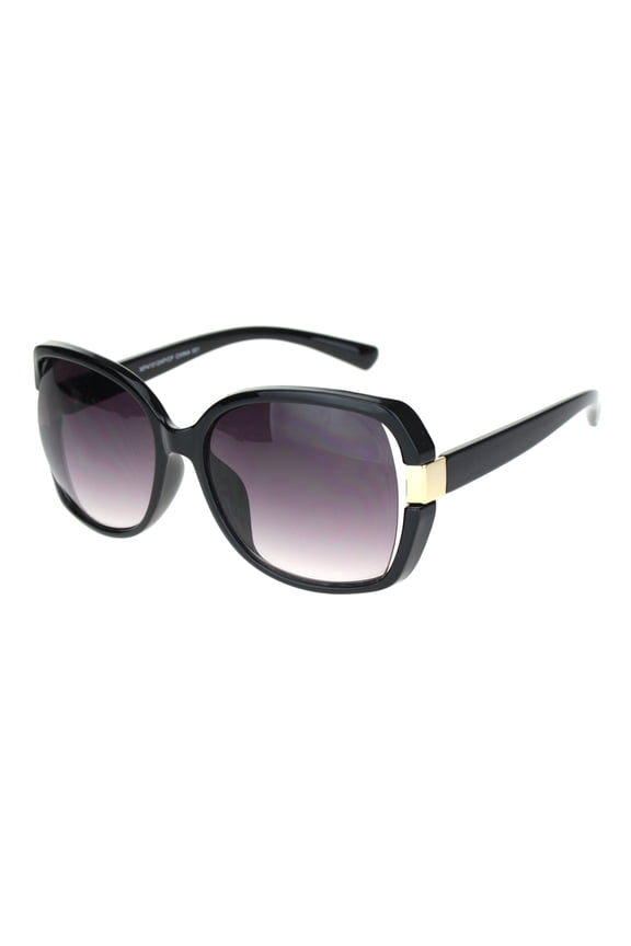 Womens 90s Exposed Side Lens Rectangular Butterfly Plastic Sunglasses Black Gradient