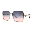 thumbnail image 1 of Womens 90s Luxury Jewel Ribbon Hinge Square Butterfly Sunglasses Gold Black Pink, 1 of 4