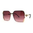 thumbnail image 1 of Womens 90s Luxury Jewel Ribbon Hinge Square Butterfly Sunglasses Gold Burgundy, 1 of 4