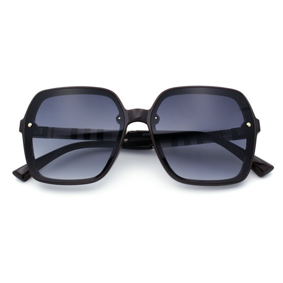 Womens 90s Rectangle Butterfly Designer Style Plastic Fashion Sunglasses Brown - Smoke