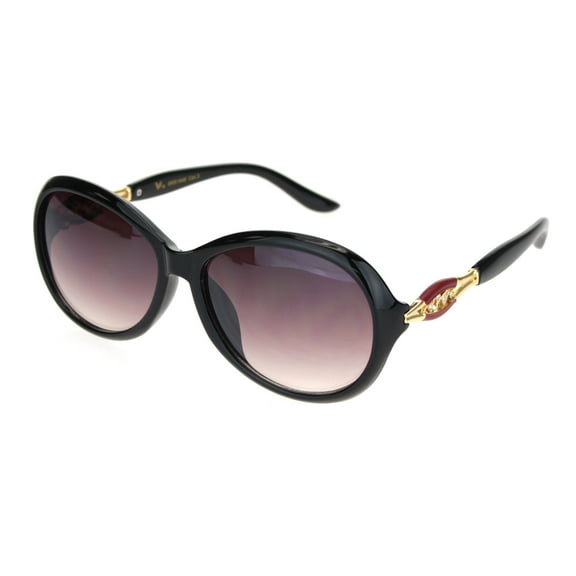 Womens 90s Rhinestone Bling Jewel Butterfly Sunglasses Black Red