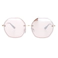 thumbnail image 1 of Womens 90s Rimless Octagon Designer Metal Rim Sunglasses Rose Gold Pink Mirror, 1 of 4