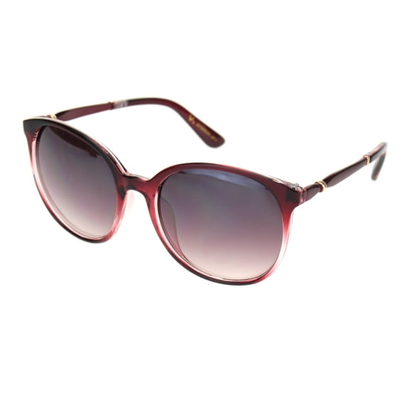 Womens 90s Round Butterfly Plastic Gradient Lens Sunglasses Burgundy