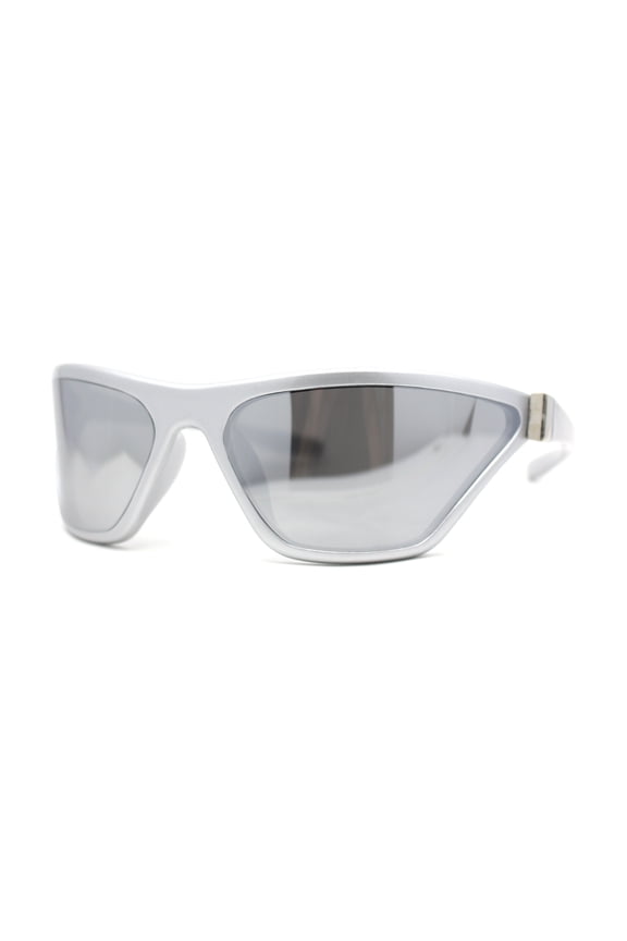 Womens 90s Sport Fashion Triangular Shape Wrap Plastic Sunglasses Silver - Silver Mirror