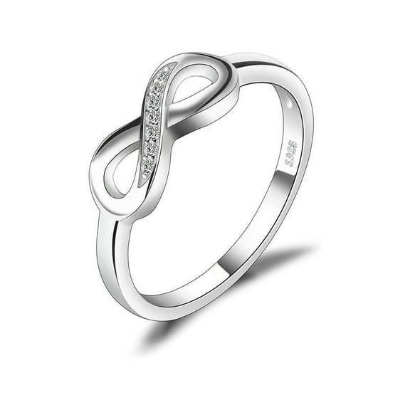 Womens 925 Sterling Silver Figure 8 Infinity Ring, Elegant Design, Pure Silver Metal, Fashion Jewelry for Everyday Wear
