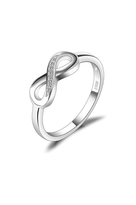 Womens 925 Sterling Silver Figure 8 Infinity Ring, Elegant Design, Pure Silver Metal, Fashion Jewelry for Everyday Wear