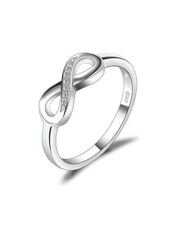 Womens 925 Sterling Silver Figure 8 Infinity Ring, Elegant Design, Pure Silver Metal, Fashion Jewelry for Everyday Wear