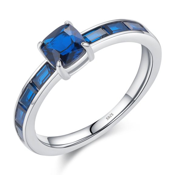 Womens 925 Sterling Silver Ring French Retro Inlaid Zircon Ring Geometric Quadrilateral Ring Fashion Silver Rings for Women Jewelry