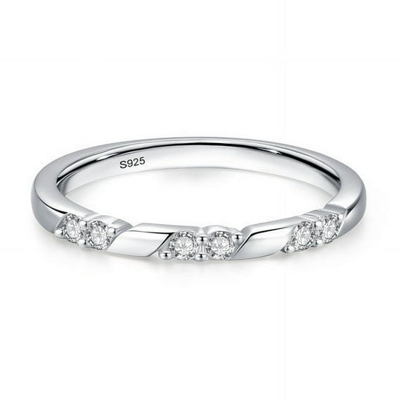 925 Sterling Silver Ring For Women Geometric Design With Zircon Line Band Classic Fashion Jewelry For Her Chic